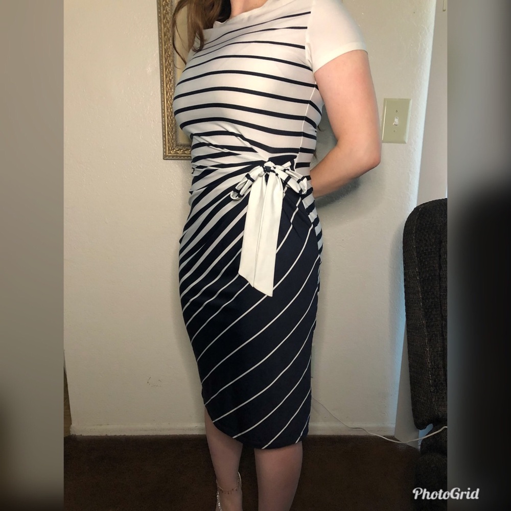 Black and Cream Sheath Dress - AA Studio